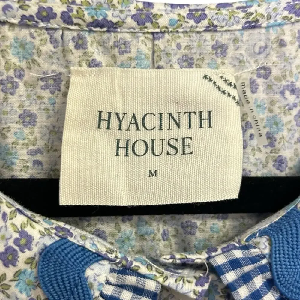 Hyacinth House Blue Purple Floral Peter Pan Collar Midi Dress Womens Medium - Picture 2 of 4
